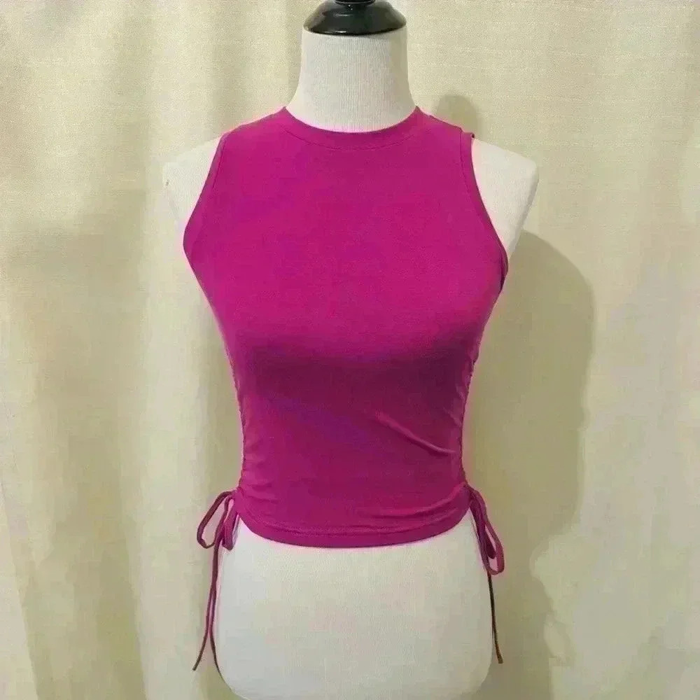 Drawstring Ruched Side Crop Tangtop SheIn - Picture 2 of 4